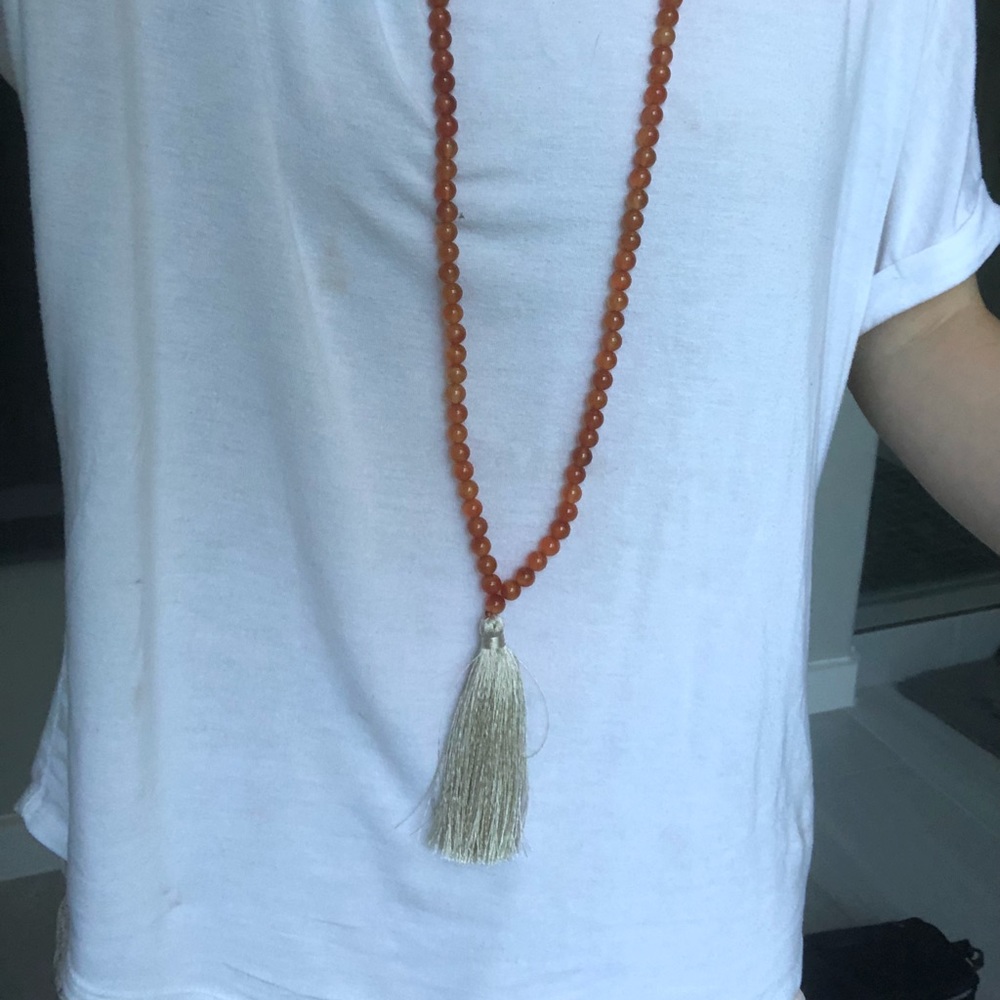 BURNT ORANGE TASSEL NECKLACE